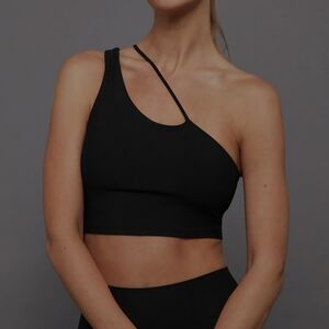 CARBON38 One Shoulder Convertible Bra Top in Melt Black Sz S